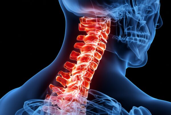 Cervical spine pain highlighted in red