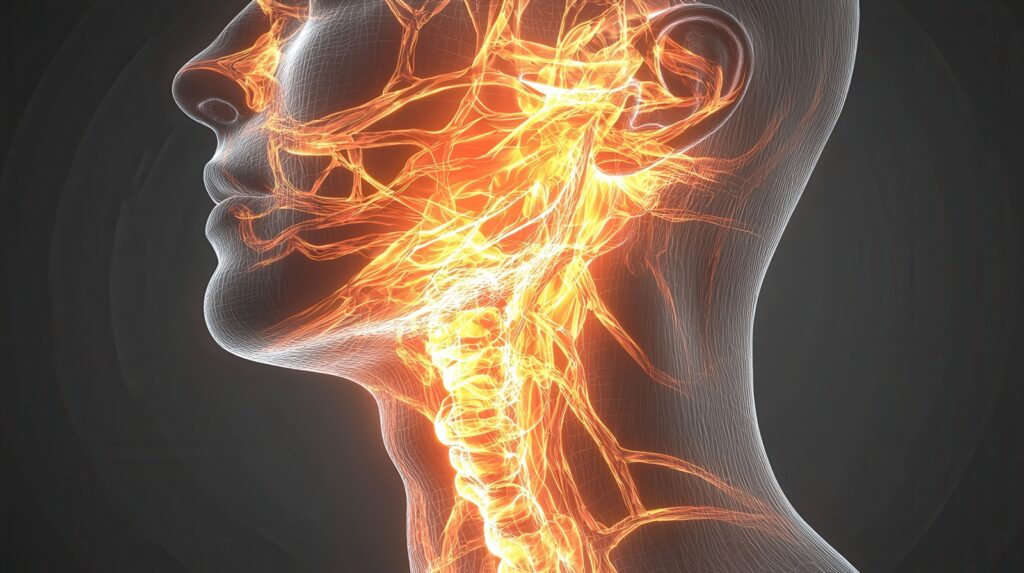 Xray of a face with nerves.
