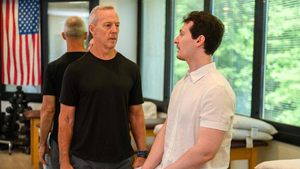 Man getting physical therapy after ACDF Surgery