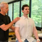 Bill Gilligan working with a patient on spinal stenosis exercises