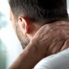 Man with pinched nerve in his neck.