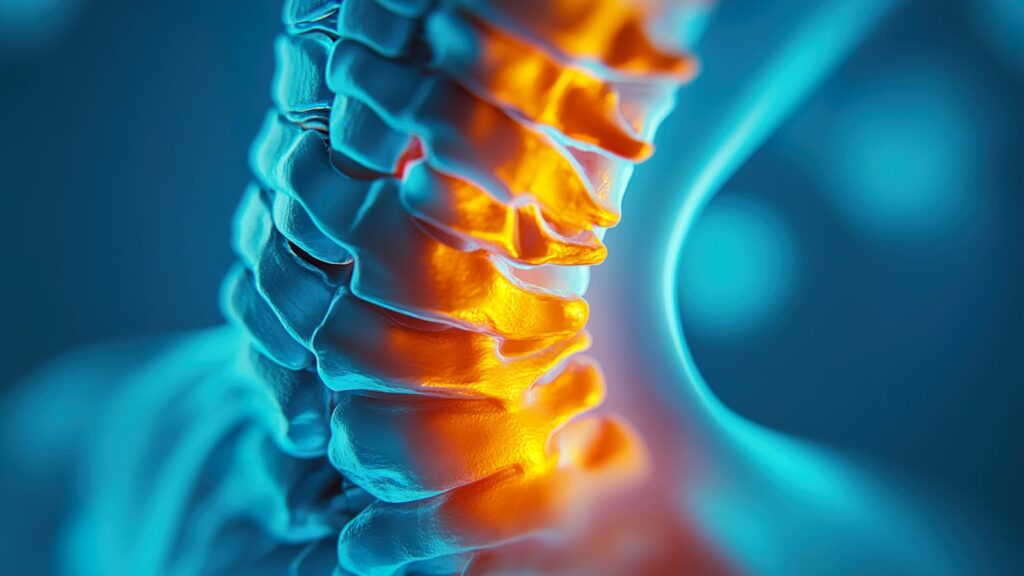 Detailed image of a spine, showing Cervical Stenosis.